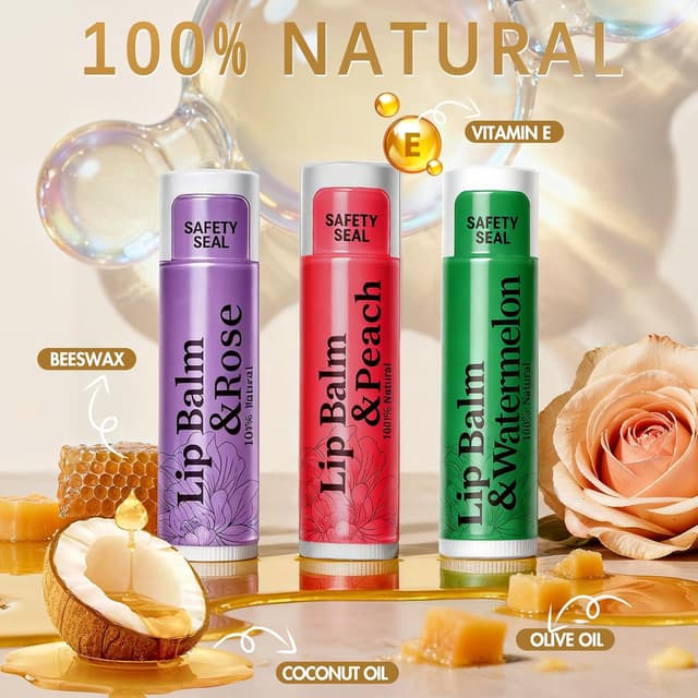 Detalle de RBUGR 126-Piece Bulk Lip Balm Set (12 Flavors) for Moisturizing, Cracked Lips