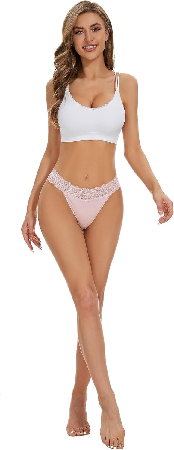 Detalle de VOENXE lot de 5 culottes tanga sans couture et invisibles en dentelle