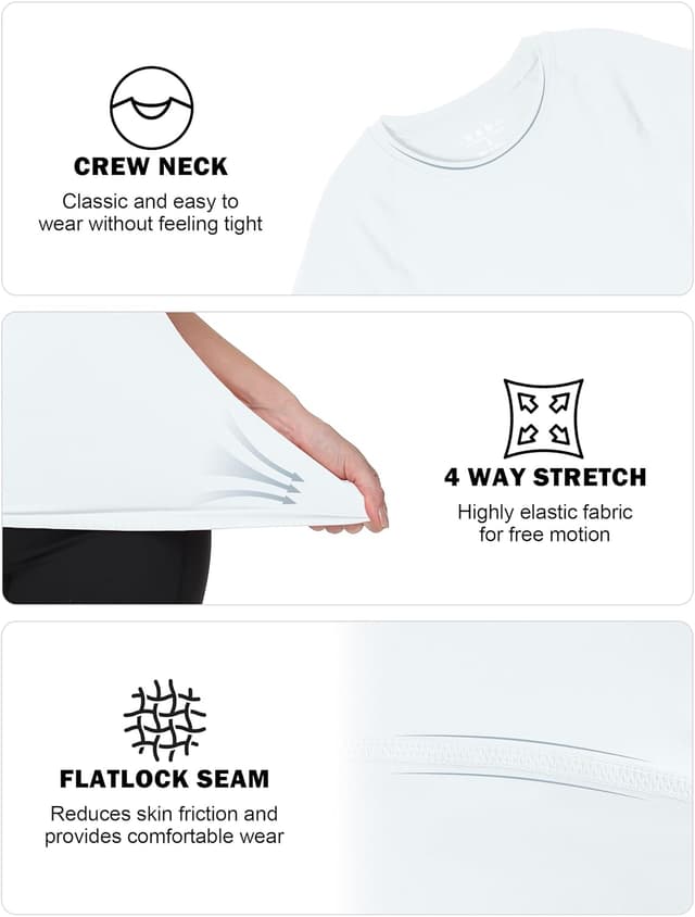 Detalle de WISMBOX Women’s Compression Base Layer Short Sleeve Quick Dry Gym Top