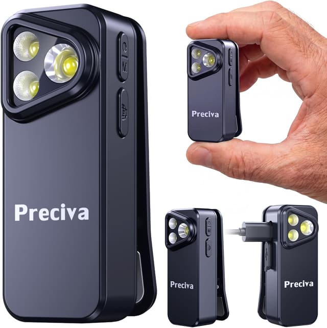 Detalle de Preciva Rechargeable EDC Torch (500 Lumens) with Spotlight, Floodlight & Red Warning Light