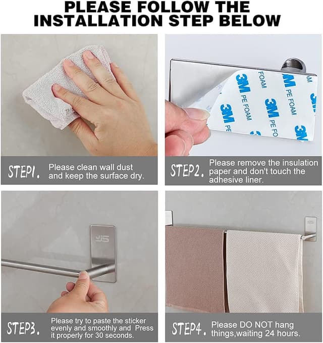 Thumbnail 4 de JS Towel Rail Holder Brushed Stainless 1 Rod