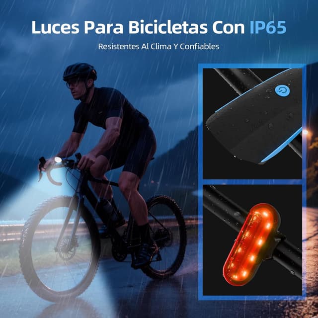 Detalle 2 de Gobikey Luces Bicicleta Delantera y Trasera 1200mAh