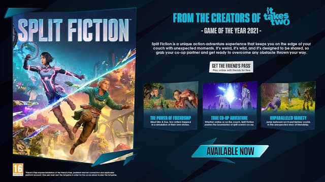 Detalle de Split Fiction for Xbox Series X (Disc) — English co-op split-screen adventure game