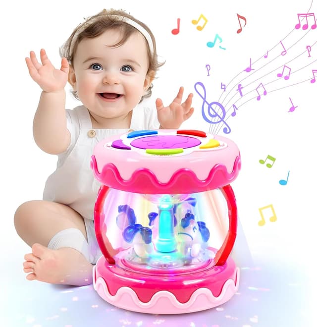 Detalle de Unicorn Rotating Light Up Toy Carousel 360°