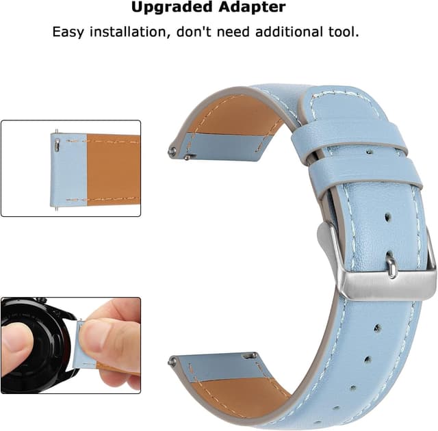 Detalle 2 de Tasikar 22mm genuine leather watch strap with quick-release pins for Samsung Galaxy Watch (47mm/43mm) and more