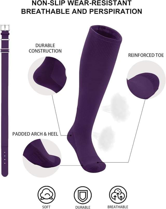 Detalle 2 de QBK Toddler Baseball Socks & Belt Youth Softball/Tee Ball Combo Set (2T–5T)