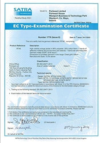 Thumbnail 3 de Portwest Combinaison Hi-Vis RIS orange taille L ⚠️