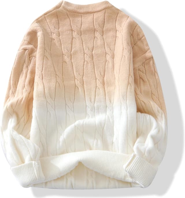 Detalle de GURUNVANI Unisex-Pullover mit Farbverlauf und Rundhalsausschnitt (gedrehte Textur)