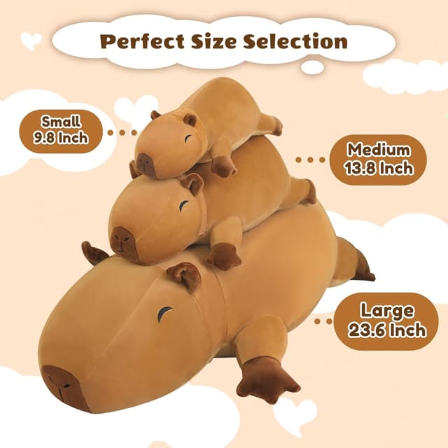 Detalle 2 de Finebee Weighted Capybara Stuffed Animal (23.6-inch, 3.1 lbs) — Weighted Capybara Plush Pillow Gift
