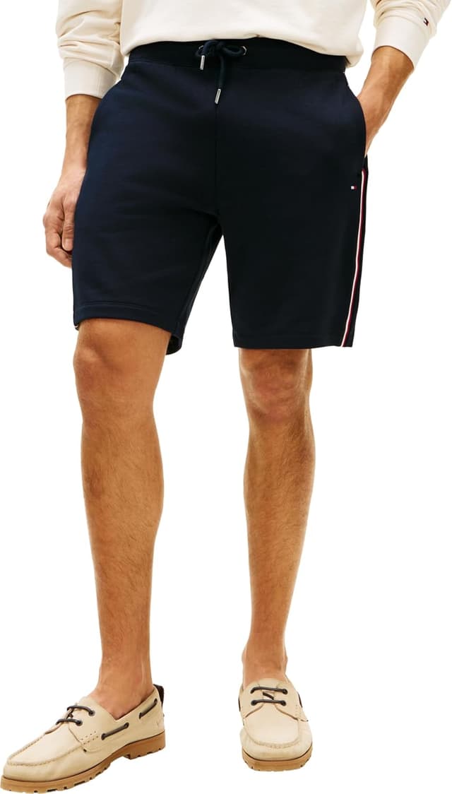 Detalle de Tommy Hilfiger Global Stripe Sweatshort MW0MW42883: pantaloni da tuta uomo con motivo a righe