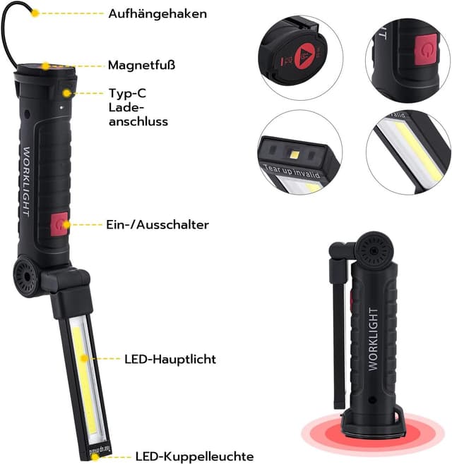 Detalle 1 de Tolesum COB Arbeitsleuchte Typ C 1200 mAh