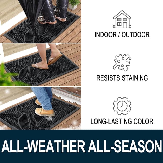 Detalle de Colorxy Waterproof Doormat (30''x17'') Natural Rubber Non-Slip Low-Profile Indoor Outdoor Door Mat