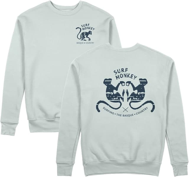 Detalle de Felpa classica girocollo DRESSED IN MUSIC PLAY WITH ME con stampa Surf Monkey