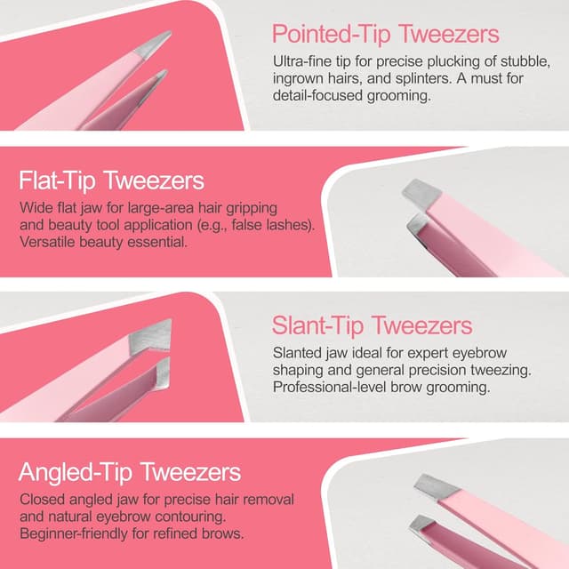 Detalle de Eyebrow Kit 17-in-1 Tweezers & Grooming Tools Set (Stainless Steel) with Travel Bag