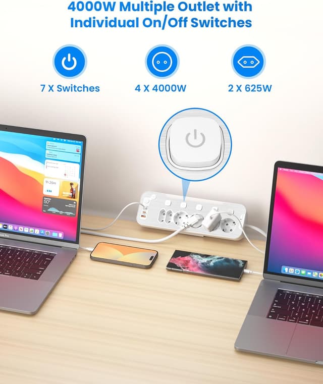 Detalle 2 de Ciabatta multipresa da scrivania 6 prese