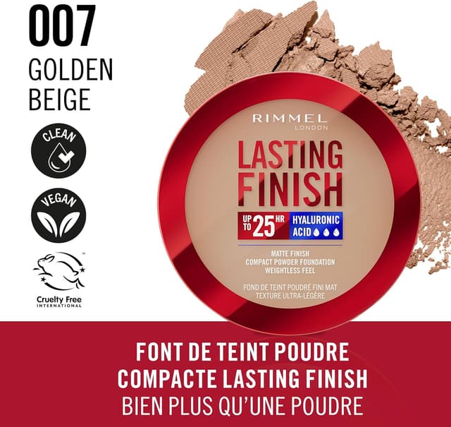 Detalle de Rimmel Lasting Finish 007 Golden Beige SPF20