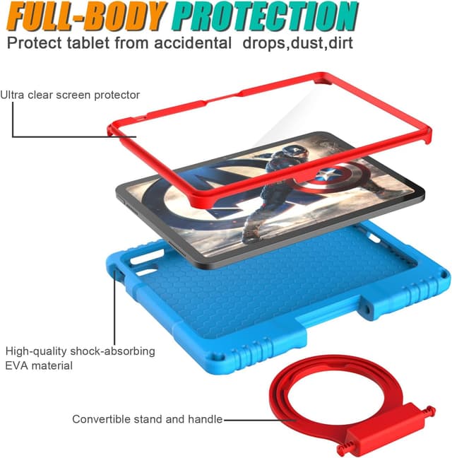 Thumbnail 2 de TrendGate kids iPad case with built-in screen protector (A16 11-inch / iPad 10th gen 10.9-inch) – Blue