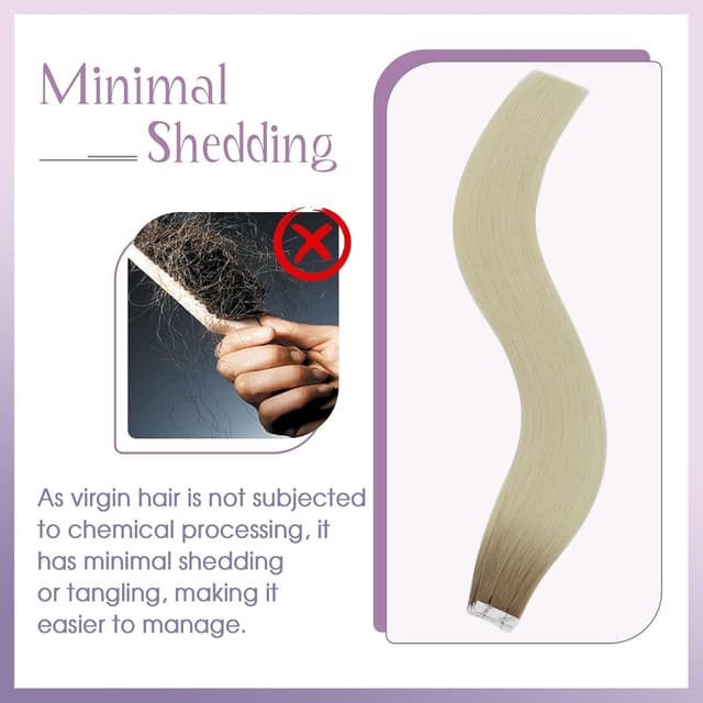 Detalle de Fshine Invisible Tape in Extensions Echthaar (R8 T60), 40 cm, 5 Stück à 10 g