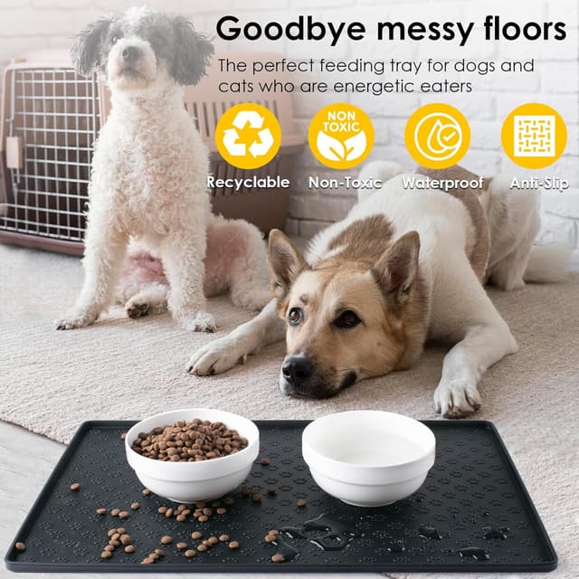 Detalle 2 de AVYDIIF Silicone Dog & Cat Food Mat (48×30cm) – Waterproof, Anti-Slip Pet Feeding Mat with Raised Edge