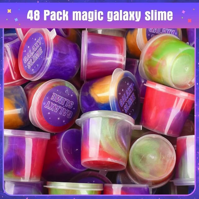 Detalle 1 de 48 Pack Fluffy Galaxy Slime kit — party favours for kids