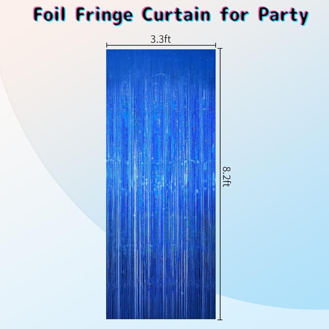 Detalle 2 de KERNOWO Lametta Vorhang Blau Glitzer 2 Stück