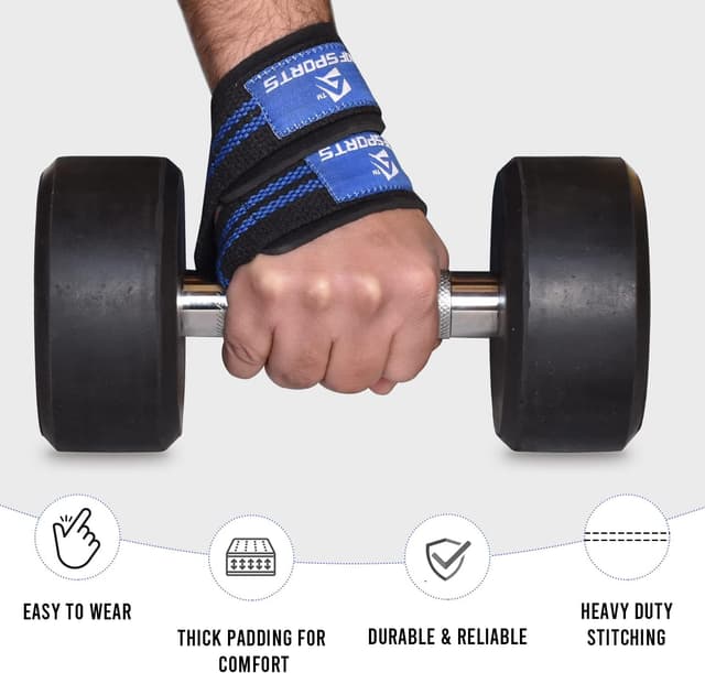 Detalle de AQF Figure 8 Lifting Straps (Heavy-Duty Cotton Webbing) with Padded Wrist Cuff Support