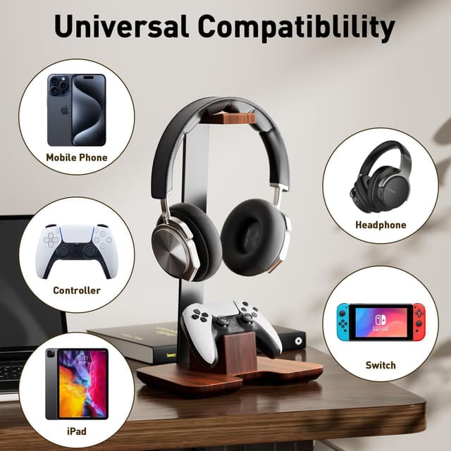 Thumbnail 4 de CUIWHRL Controller Stand Wood Headphone Stand