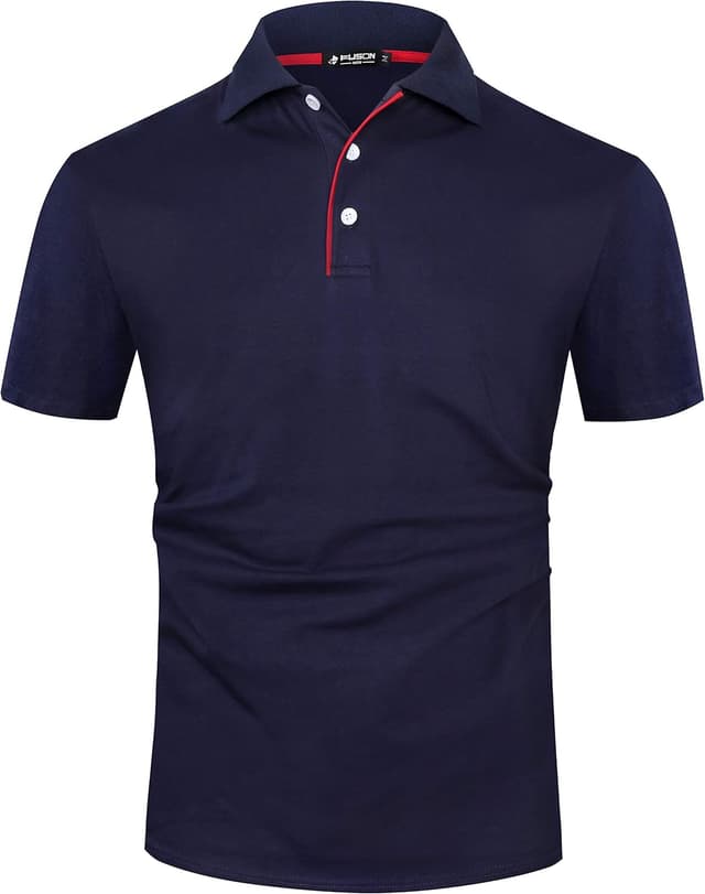 Detalle de Kuson Herren Poloshirt Kurzarm Patchwork aus Baumwoll-Piqué – Regular Fit mit kontrastfarbenem Kragen