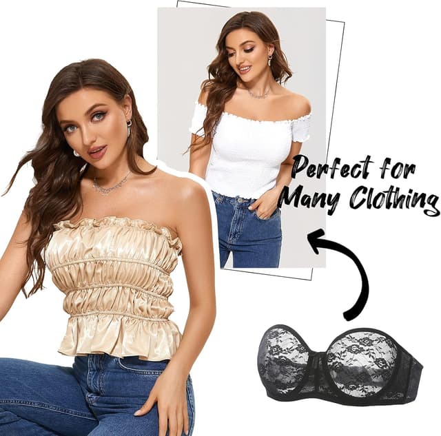 Detalle 2 de Soutien-gorge bandeau transparent grande taille avec armatures DOBREVA Femme