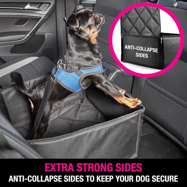Detalle 2 de AHUKU Dog Car Seat with Seat Belt and Padded Sides (Waterproof Booster Seat Cover) for Small & Medium Dogs
