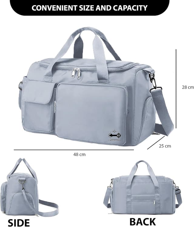 Detalle 2 de CarryFitness Sports Gym Bag Duffle Bag with Shoes Compartment (Waterproof, 37L) – Gray