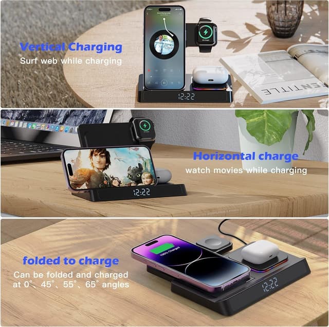 Detalle de Caricatore wireless 4 in 1 Qi per iPhone, Apple Watch e AirPods