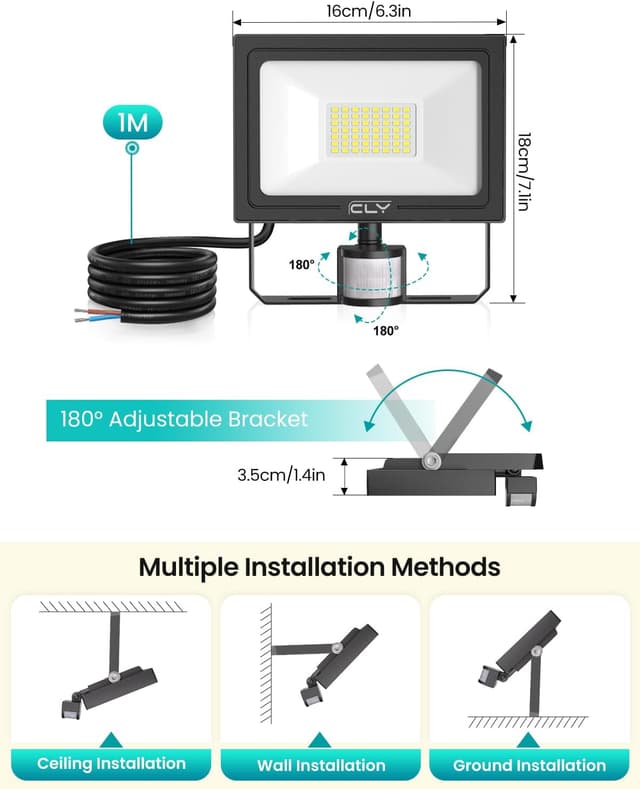 Thumbnail 5 de CLY 30W PIR Motion Sensor Floodlight 2820 lm 🌤