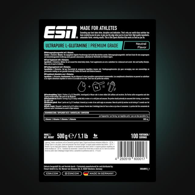 Detalle de ESN Ultrapure L-Glutamine Pulver (500 g) – made in Germany