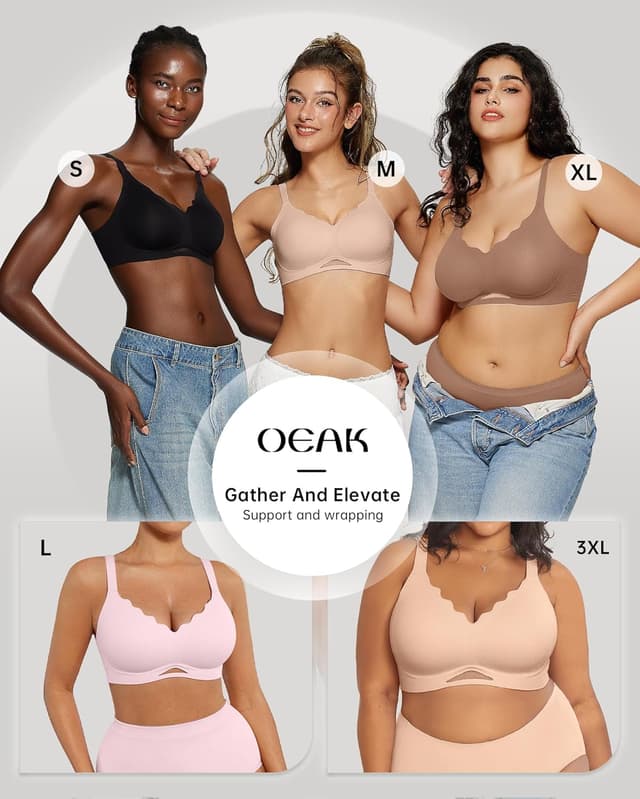 Thumbnail 6 de OEAK Womens Wireless Scalloped Push-Up Bra 🩲