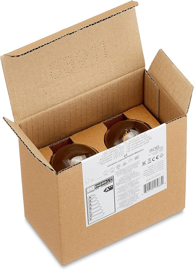 Detalle de Amazon Basics Bombilla LED E27 Edison, 7W, paquete 2