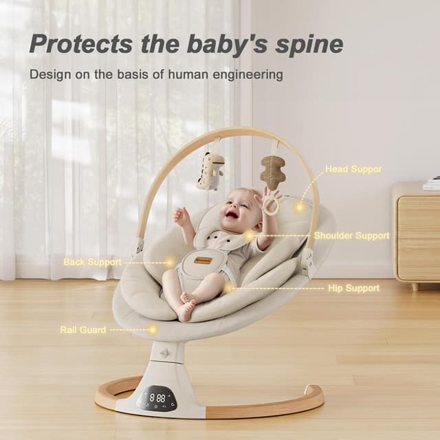 Detalle de Monamii Baby Swing for Infants, 5 Speeds