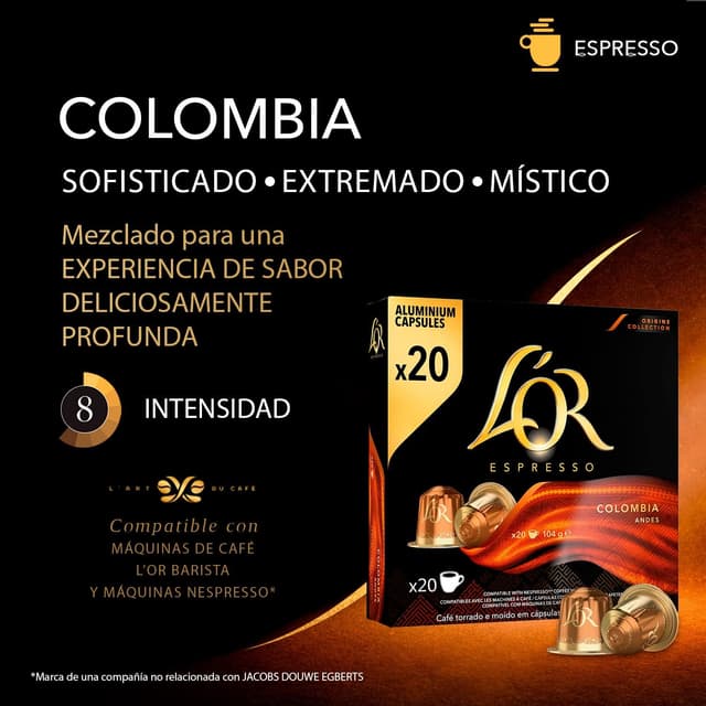 Thumbnail 2 de L'OR Espresso Cápsulas Colombia Orígenes, 200 Compatible Nespresso