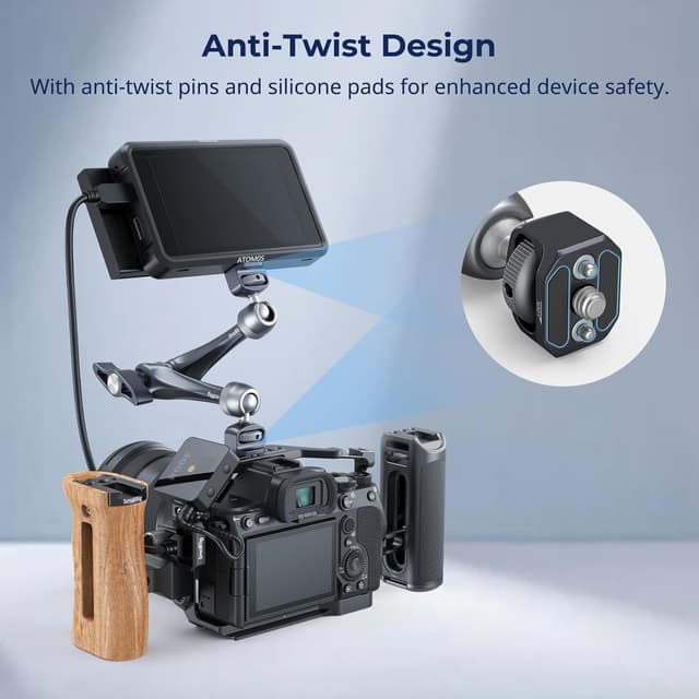 Detalle de SMALLRIG 11" Rosette Magic Arm 4900 – Kamera- & Monitorhalterung mit 1/4-20 und 3/8-16 Positionierschraube (bis 3 kg)