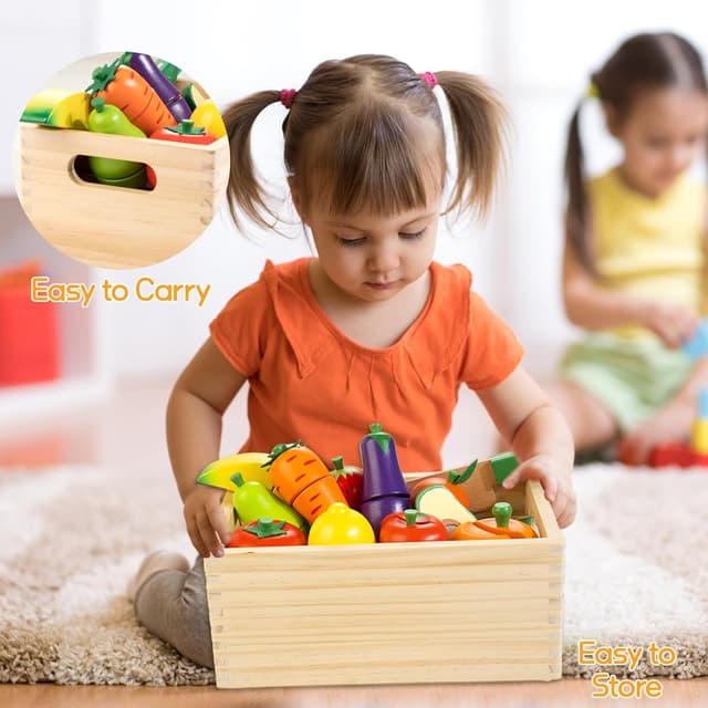 Thumbnail 5 de Wooden Play Food Cutting Set Ages 3+ 🍎