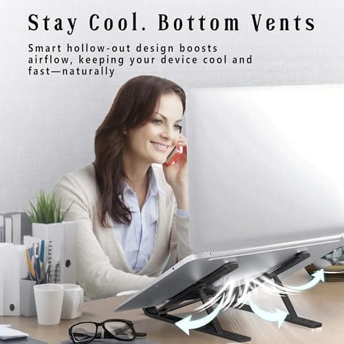 Detalle de AITODOS TA AiTodos Soporte portátil plegable de aluminio con ajuste de 6 posiciones (negro)