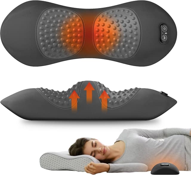 Detalle de SUDAHIA 3-in-1 Electric Lumbar Support Pillow with Heated Vibration & Traction (Gray)