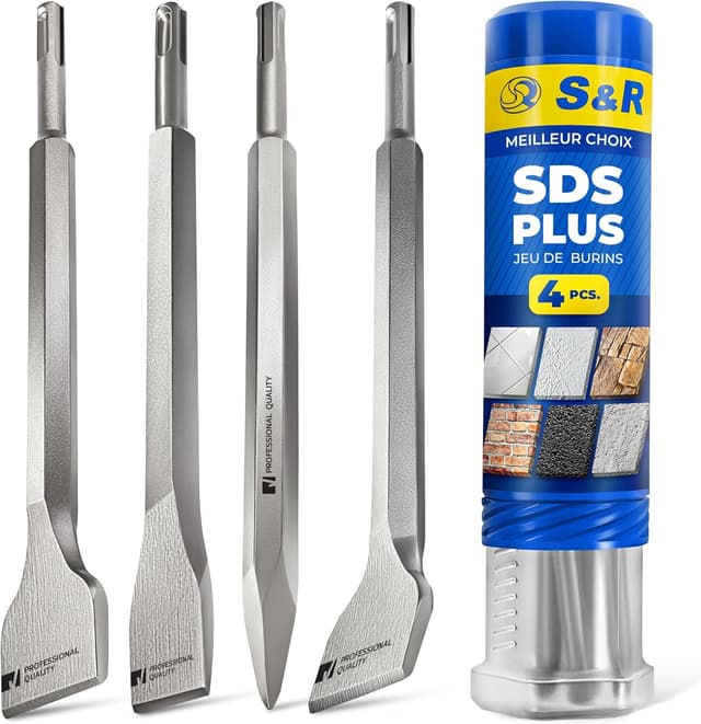 Imagen de S&R Jeu 4 Burins SDS-Plus 250 mm en OfertitasTOP