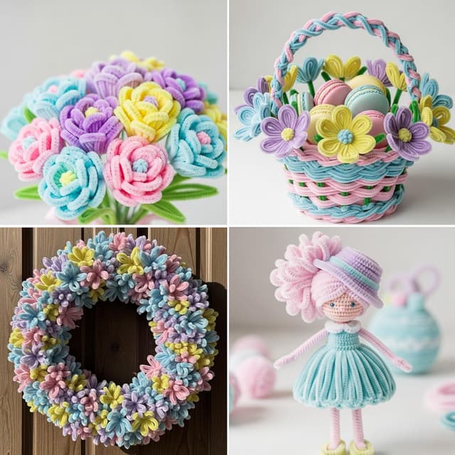 Detalle de Caydo 500-Piece Macaroon Pipe Cleaners (Soft Chenille Stems) for Easter Crafts & DIY Flowers