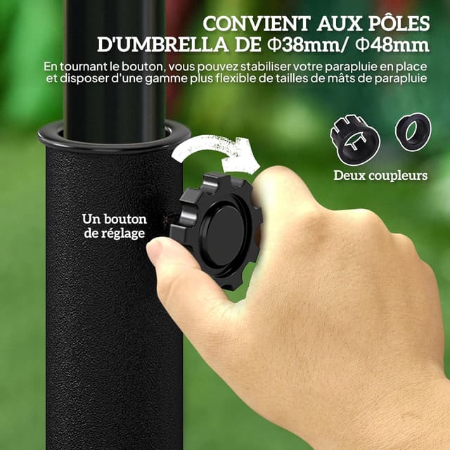 Thumbnail 4 de Outsunny Base Parasol Demi-Cercle 9 kg Bronze