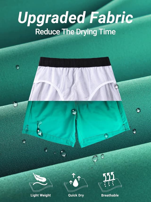 Detalle de Arcweg Short de bain homme avec doublure en maille et poches zippées – séchage rapide