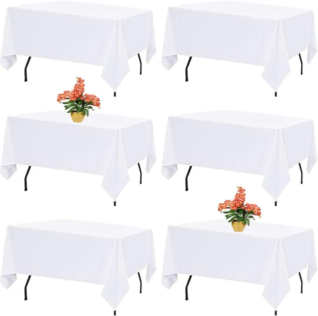 Thumbnail 6 de 10 Pack White Rectangle Table Cloths (60 x 126 Inch) for 8-Foot Tables