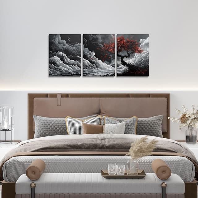 Thumbnail 3 de Homewish 3 Piece Red Maple Leaves Canvas 12x16in