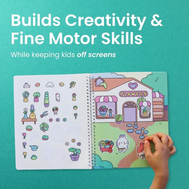 Detalle 2 de Life of Cute Bunnies 300+ Kids Sticker Book by Cupkin (Toddler Airplane Travel Easter Activity Book)