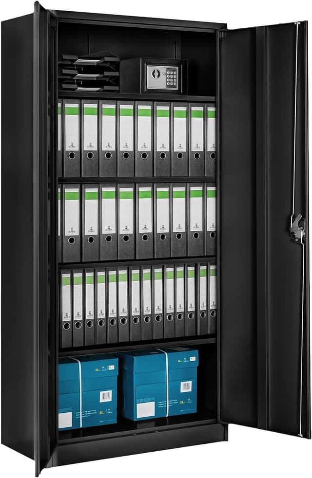 Imagen de tectake Armario Archivador 180x80x40 cm negro en OfertitasTOP